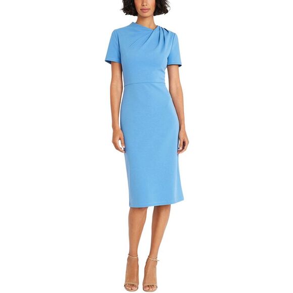 Maggy London Dresses & Skirts - Maggy London Womens Shirred-Shoulder Sheath Midi Dress 2 Blue Bonnet - NWT $128